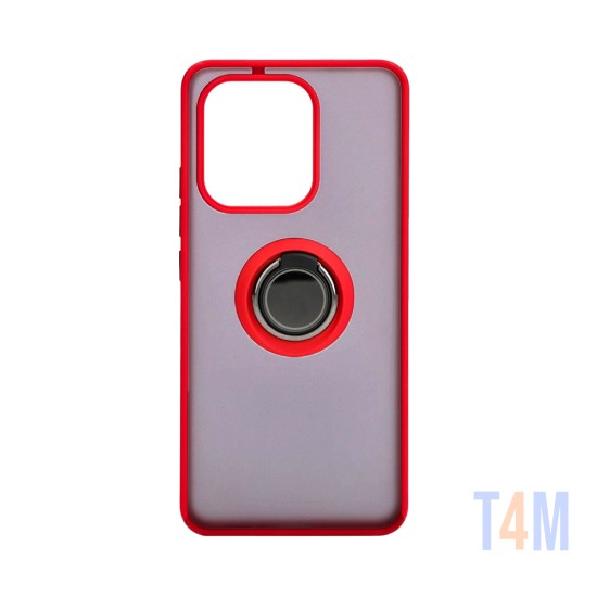 Capa com Anel de Suporte para Xiaomi Redmi Note 13 4G Vermelho Fumado